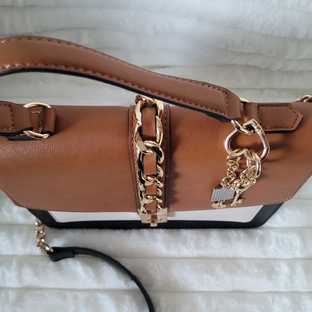 NWOT- Aldo CAILLA Brown and White Crossbody Bag with Gold Accents - Picture 3 of 6